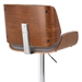 London Contemporary Swivel Adjustable Bar Stool in Grey Faux Leather with Chrome and Walnut Wood - ARL1714