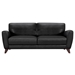 Jedd Contemporary Sofa in Genuine Black Leather with Brown Wood Legs - ARL1722