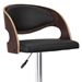 Malibu Swivel Adjustable Bar Stool in Black Faux Leather with Dark Oak Wood Finish - ARL1742