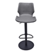 Zuma Adjustable Swivel Metal Bar Stool in Vintage Gray Faux Leather and Black Metal Finish - ARL1744