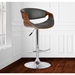 Butterfly Adjustable Swivel Bar Stool in Gray Faux Leather with Chrome Finish and Walnut Wood - ARL1748