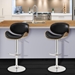 Naples Swivel Adjustable Bar Stool in Chrome finish with Black Faux Leather and Walnut Veneer Back - ARL1753