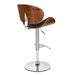Naples Swivel Adjustable Bar Stool in Chrome finish with Black Faux Leather and Walnut Veneer Back - ARL1753