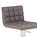 Oslo Adjustable Brushed Stainless Steel Bar Stool in Gray Faux Leather with Walnut Back - ARL1755