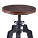 Tribeca Adjustable Bar Stool in Industrial Grey finish with Ash Wood Seat - ARL1758