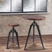 Tribeca Adjustable Bar Stool in Industrial Grey finish with Ash Wood Seat - ARL1758