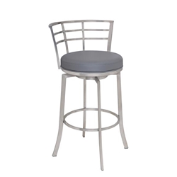 Viper 26" Height Swivel Counter Stool in Brushed Stainless Steel finish with Grey Faux Leather 