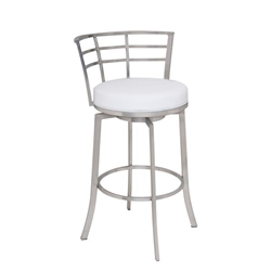 Viper 26" Height Swivel Counter Stool in Brushed Stainless Steel finish with White Faux Leather 