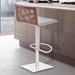 Crystal Adjustable Bar Stool in Brushed Stainless Steel finish with Grey Fabric and Walnut Back - ARL1764