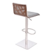 Crystal Adjustable Bar Stool in Brushed Stainless Steel finish with Grey Fabric and Walnut Back - ARL1764