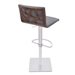 Crystal Adjustable Bar Stool in Brushed Stainless Steel finish with Grey Faux Leather and Walnut Back - ARL1765
