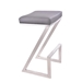 Atlantis 30" Height Backless Bar Stool in Brushed Stainless Steel finish with Grey Faux Leather - ARL1767