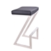 Atlantis 26" Height Backless Counter Stool in Brushed Stainless Steel finish with Black Faux Leather - ARL1768