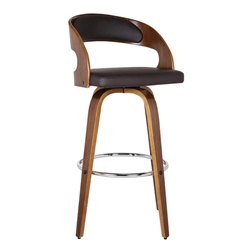 Shelly 26" Counter Height Bar Stool in Walnut Wood Finish with Brown Polyurethane 