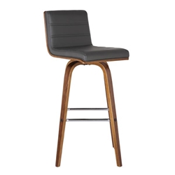 Vienna 30" Height Bar Stool in Walnut Wood Finish with Grey Faux Leather 