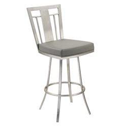 Cleo 26" Modern Swivel Counter Stool In Gray and Stainless Steel 