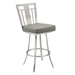 Cleo 26" Modern Swivel Counter Stool In Gray and Stainless Steel - ARL1794