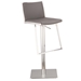 Ibiza Adjustable Brushed Stainless Steel Bar Stool in Gray Faux Leather - ARL1805