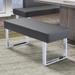 Amanda Contemporary Dining Bench in Gray Faux Leather and Chrome Finish - ARL1817