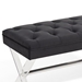Joanna Ottoman Bench in Black Tufted Velvet with Crystal Buttons and Acrylic Legs - ARL1818