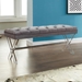 Joanna Ottoman Bench in Gray Tufted Velvet with Crystal Buttons and Acrylic Legs - ARL1819