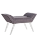 Silas Ottoman Bench in Gray Tufted Velvet with Nailhead Trim and Acrylic Legs - ARL1823