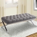 Milo Bench in Brushed Stainless Steel finish with Grey Fabric - ARL1824