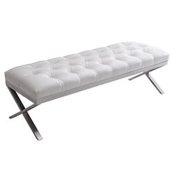 Milo Bench in Brushed Stainless Steel finish with White Polyurethane 