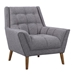 Cobra Mid-Century Modern Chair in Dark Gray Linen and Walnut Legs - ARL1839