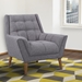 Cobra Mid-Century Modern Chair in Dark Gray Linen and Walnut Legs - ARL1839