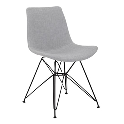 Palmetto Contemporary Dining Chair in Grey Fabric with Black Metal Legs 