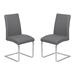 Blanca Contemporary Dining Chair in Gray Faux Leather with Brushed Stainless Steel Finish - Set of 2 - ARL1863