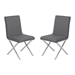 Tempe Contemporary Dining Chair in Gray Faux Leather with Brushed Stainless Steel Finish - Set of 2 - ARL1866