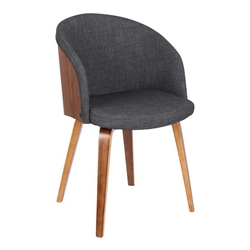 Alpine Mid-Century Dining Chair in Charcoal Fabric with Walnut Wood 