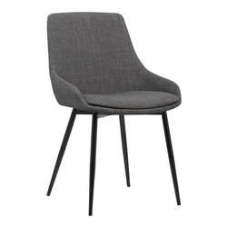 Mia Contemporary Dining Chair in Charcoal Fabric with Black Powder Coated Metal Legs 
