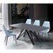 Urbino Mid-Century Dining Table in Matte Black Finish with Walnut and Dark Gray Glass Top - ARL1876
