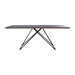 Urbino Mid-Century Dining Table in Matte Black Finish with Walnut and Dark Gray Glass Top - ARL1876
