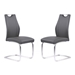 Bravo Contemporary Dining Chair in Gray Faux Leather and Brushed Stainless Steel Finish - Set of 2 - ARL1880