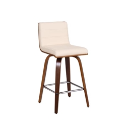 Vienna 26" Counter Height Bar Stool in Walnut Wood Finish with Cream Faux Leather 