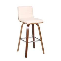 Vienna 30" Height Bar Stool in Walnut Wood Finish with Cream Faux Leather 