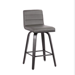 Vienna 26" Counter Height Bar Stool in Black Brushed Wood Finish with Grey Faux Leather 