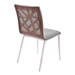 Crystal Dining Chair in Brushed Stainless Steel finish with Grey Fabric and Walnut Back - Set of 2 - ARL1911