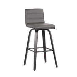 Vienna 30" Height Bar Stool in Black Brushed Wood Finish with Grey Faux Leather 