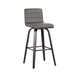 Vienna 30" Height Bar Stool in Black Brushed Wood Finish with Grey Faux Leather - ARL1920