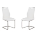 Bravo Contemporary Dining Chair In White Faux Leather and Brushed Stainless Steel Finish - Set of 2 - ARL1921