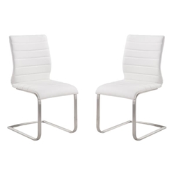 Fusion Contemporary Side Chair In White and Stainless Steel - Set of 2 