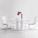 Amanda Contemporary Side Chair in White Faux Leather and Chrome Finish - Set of 2 - ARL1925