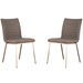Cafe Brushed Stainless Steel Dining Chair in Gray Faux Leather with Walnut Back - Set of 2 - ARL1926