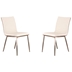 Cafe Brushed Stainless Steel Dining Chair in White Faux Leather with Walnut Back - Set of 2