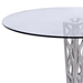 Crystal Round Dining Table in Brushed Stainless Steel finish with Walnut Veneer Column and 48" Glass Top - ARL1934